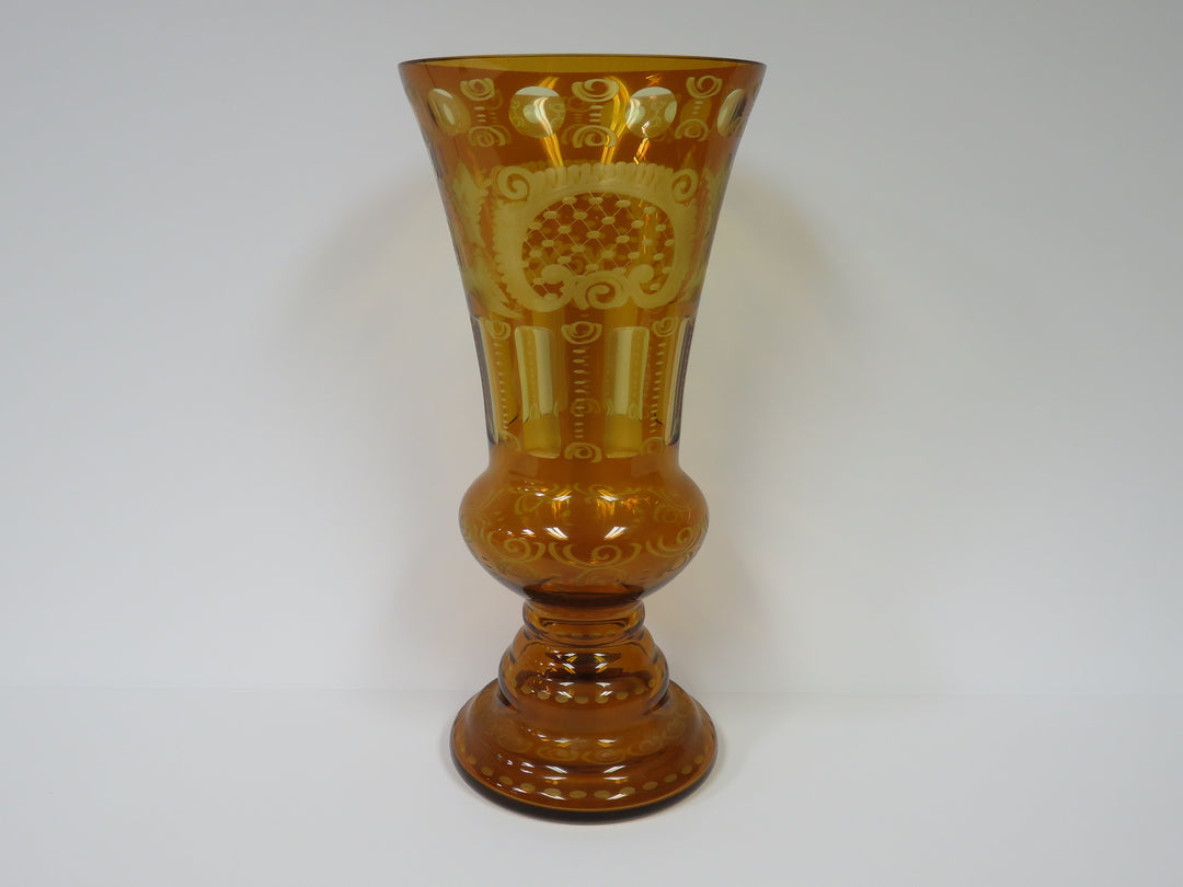 Amber Etched Vase