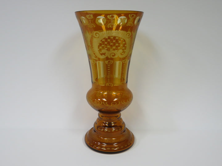 Amber Etched Vase