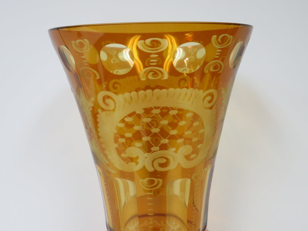 Amber Etched Vase