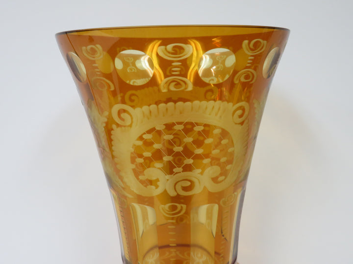 Amber Etched Vase