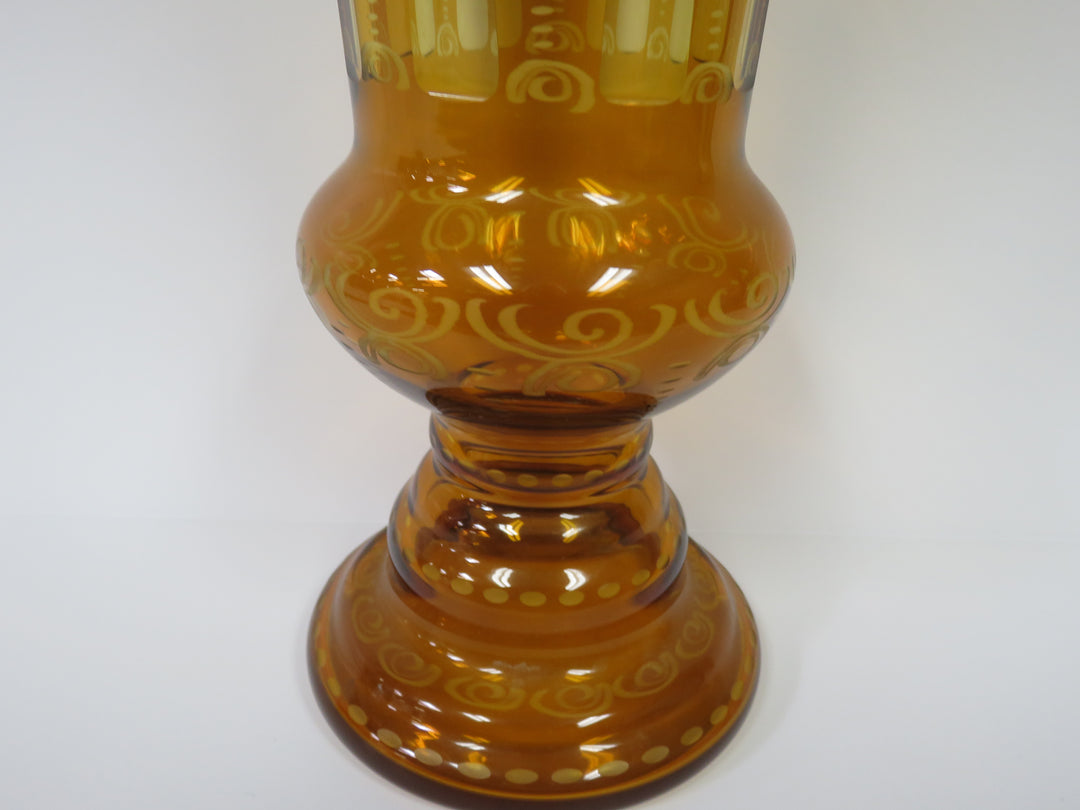 Amber Etched Vase