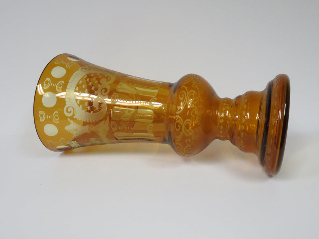 Amber Etched Vase