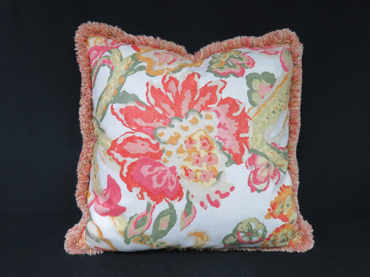 Floral Fringed Throw Pillow
