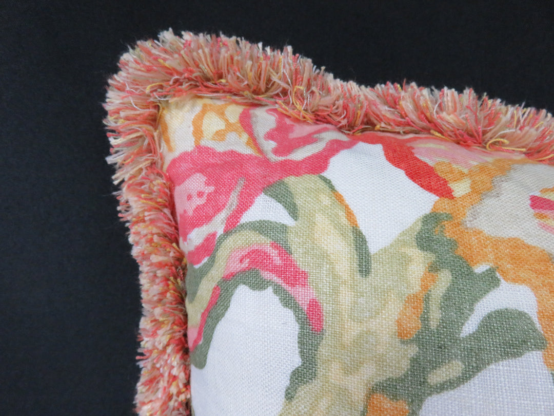 Floral Fringed Throw Pillow