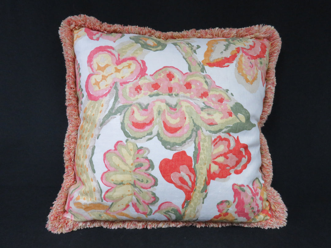 Floral Fringed Throw Pillow