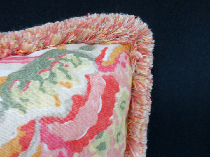 Floral Fringed Throw Pillow
