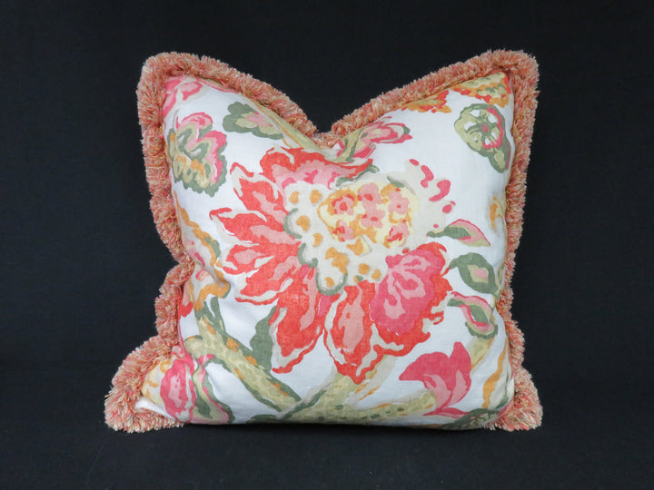 Floral Fringed Throw Pillow