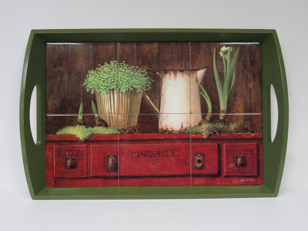 Tiled Insert Wood Tray
