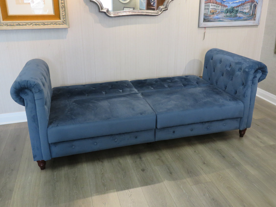Navy Microfiber Convertible Sofa