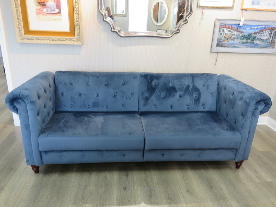 Navy Microfiber Convertible Sofa