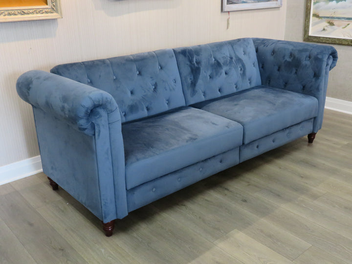 Navy Microfiber Convertible Sofa