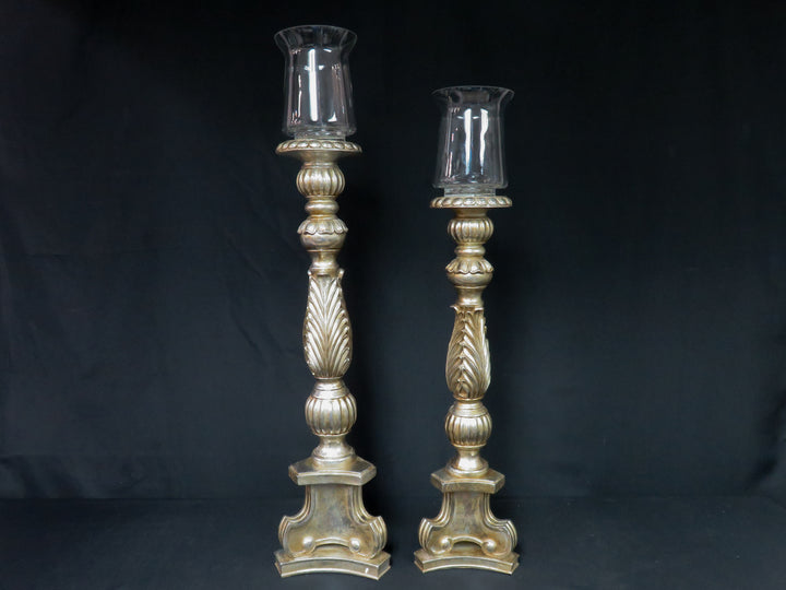 Silvertone Floor Candleholders
