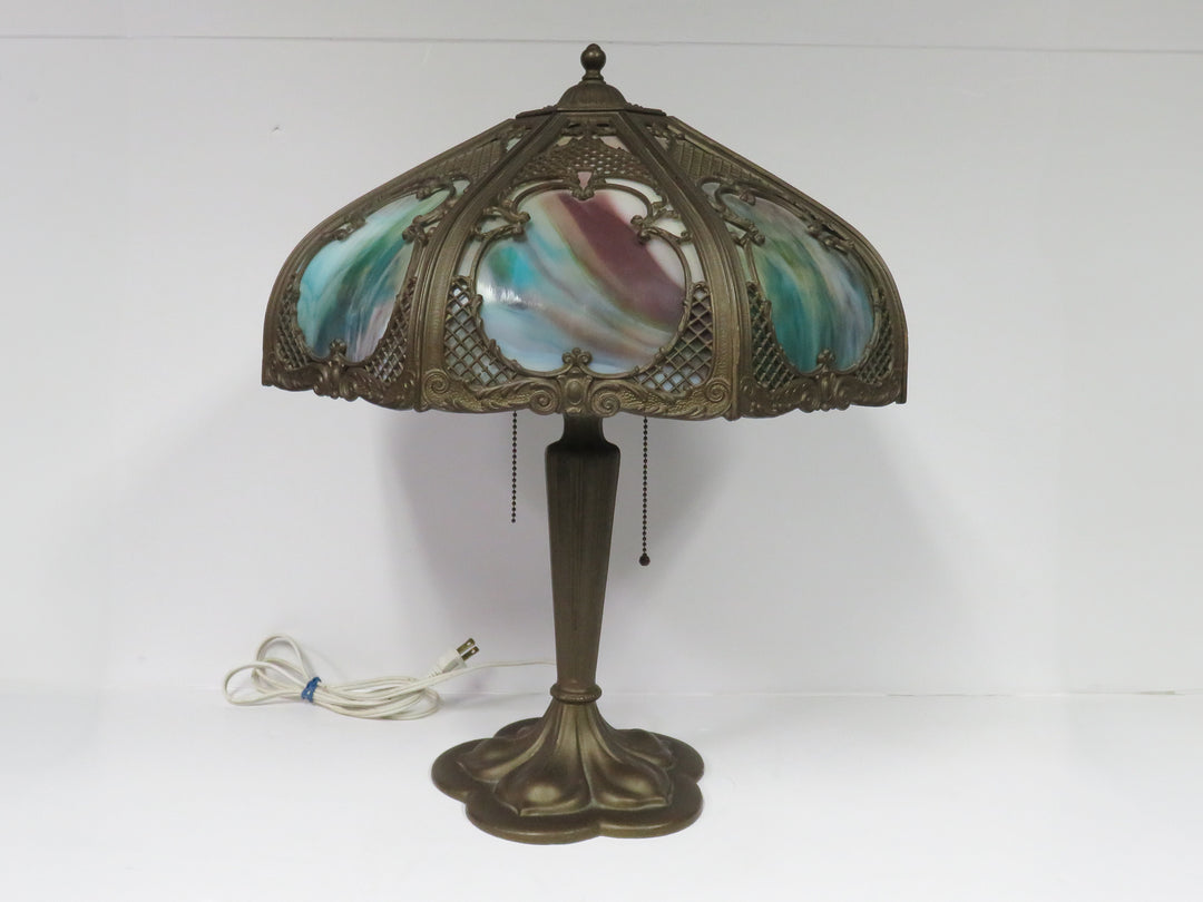 Edward Miller Slag Glass Lamp