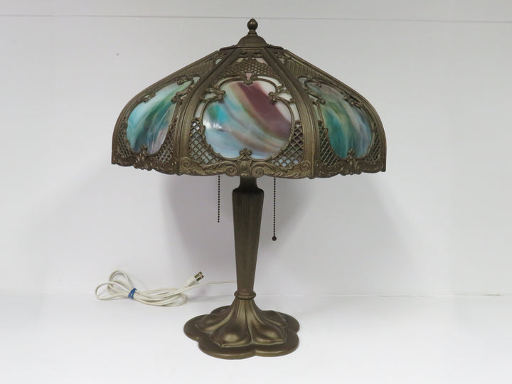 Edward Miller Slag Glass Lamp