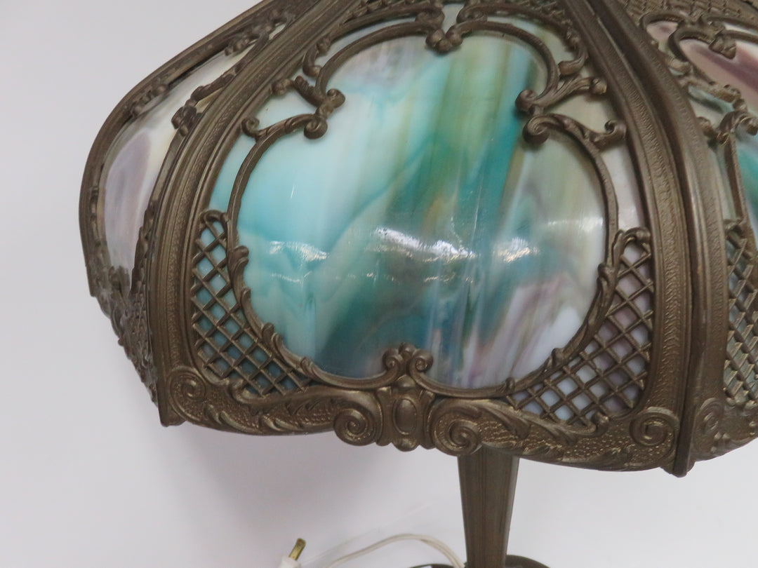 Edward Miller Slag Glass Lamp