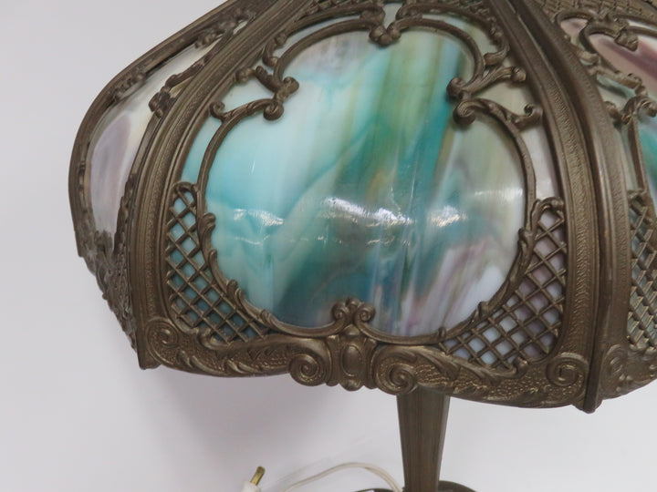 Edward Miller Slag Glass Lamp