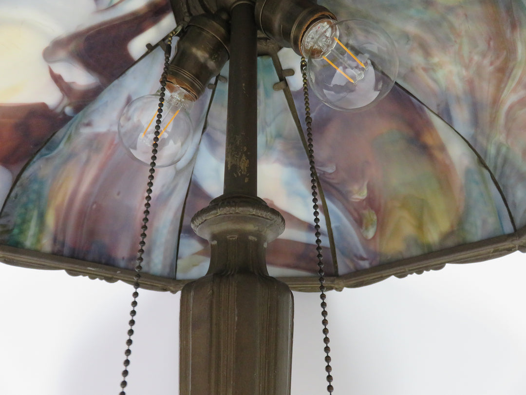 Edward Miller Slag Glass Lamp