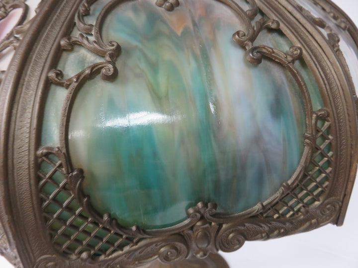 Edward Miller Slag Glass Lamp