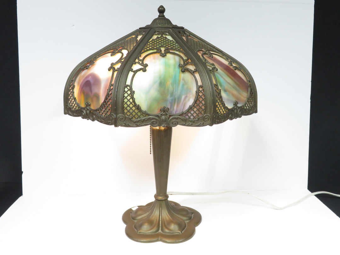 Edward Miller Slag Glass Lamp
