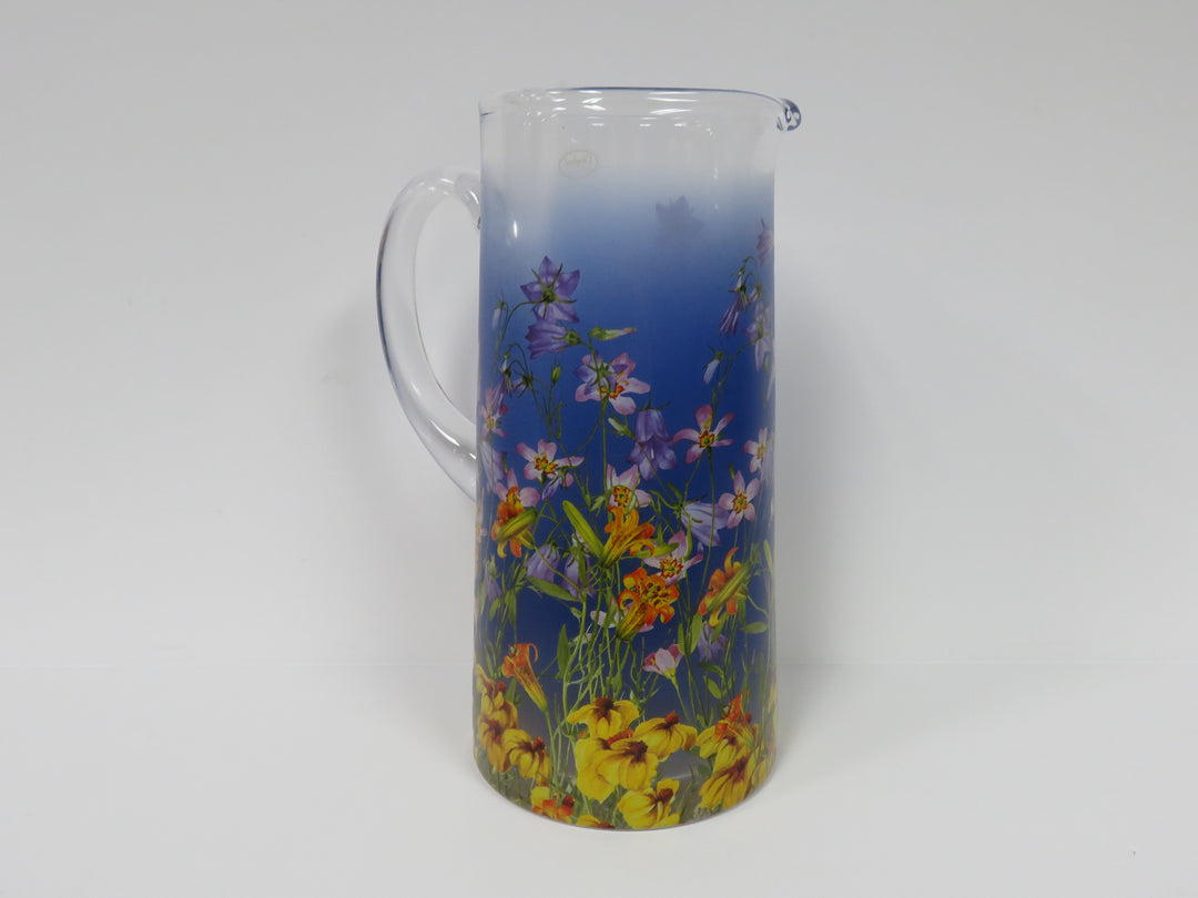 Goebel Glass Floral Pitcher