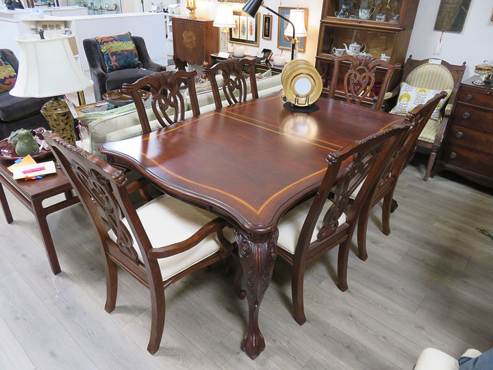 Inlaid Mahogany Dining Table & Chairs