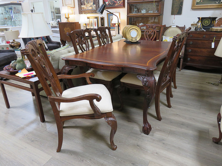 Inlaid Mahogany Dining Table & Chairs