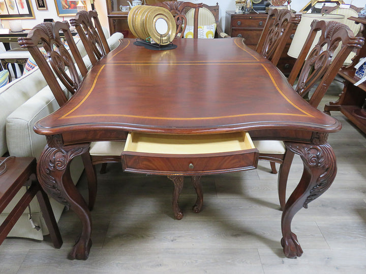 Inlaid Mahogany Dining Table & Chairs