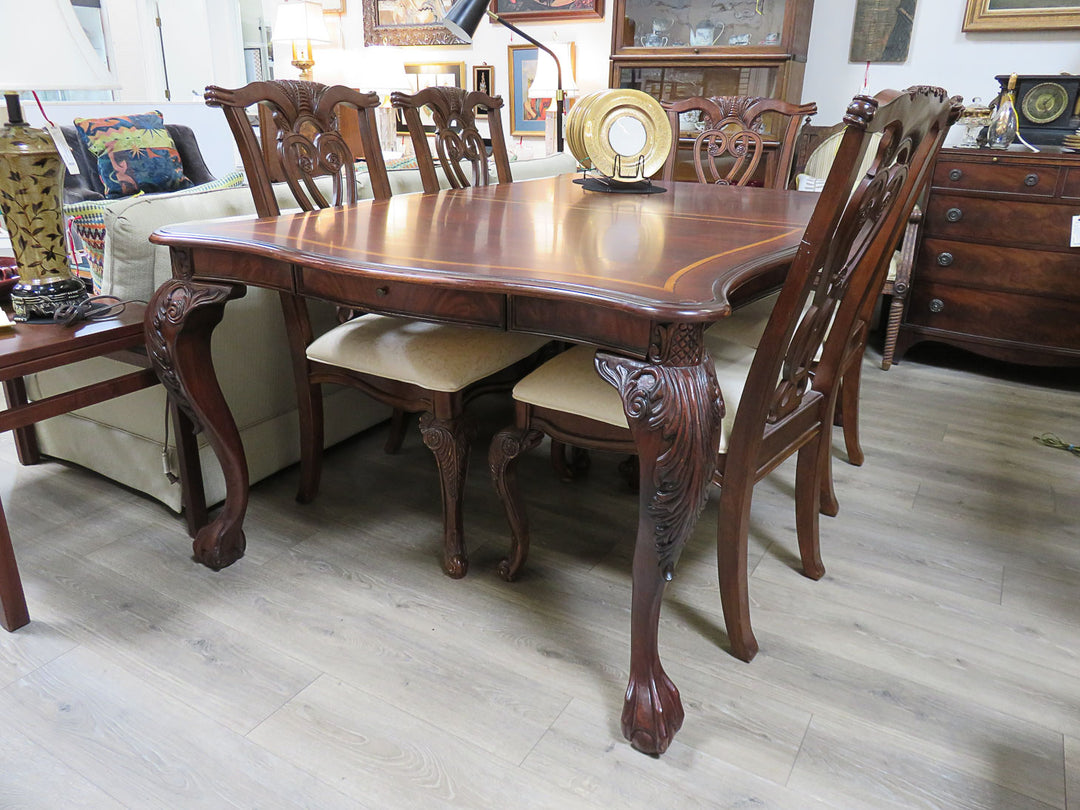 Inlaid Mahogany Dining Table & Chairs