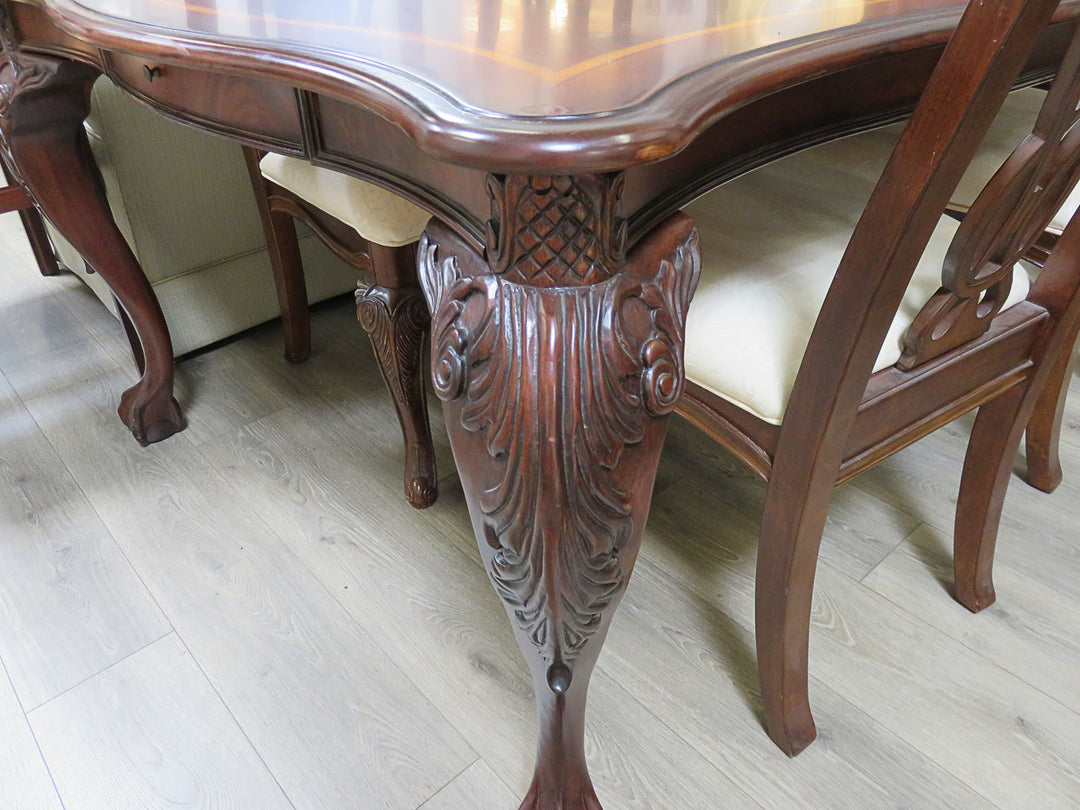 Inlaid Mahogany Dining Table & Chairs