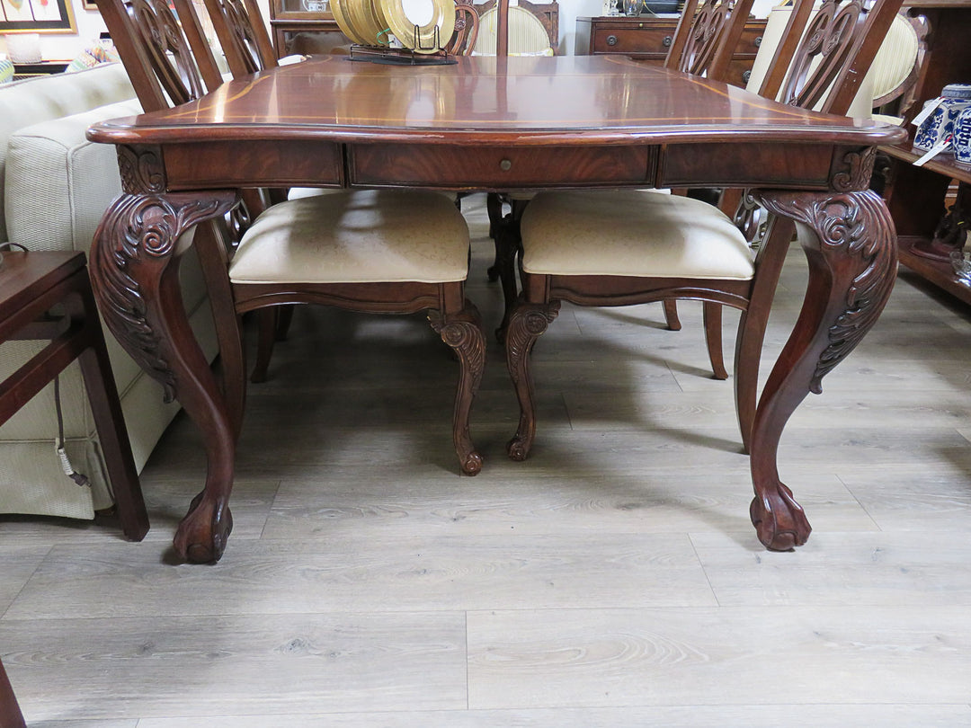 Inlaid Mahogany Dining Table & Chairs