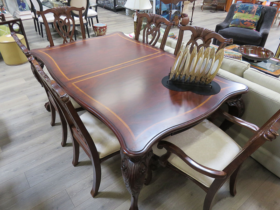 Inlaid Mahogany Dining Table & Chairs