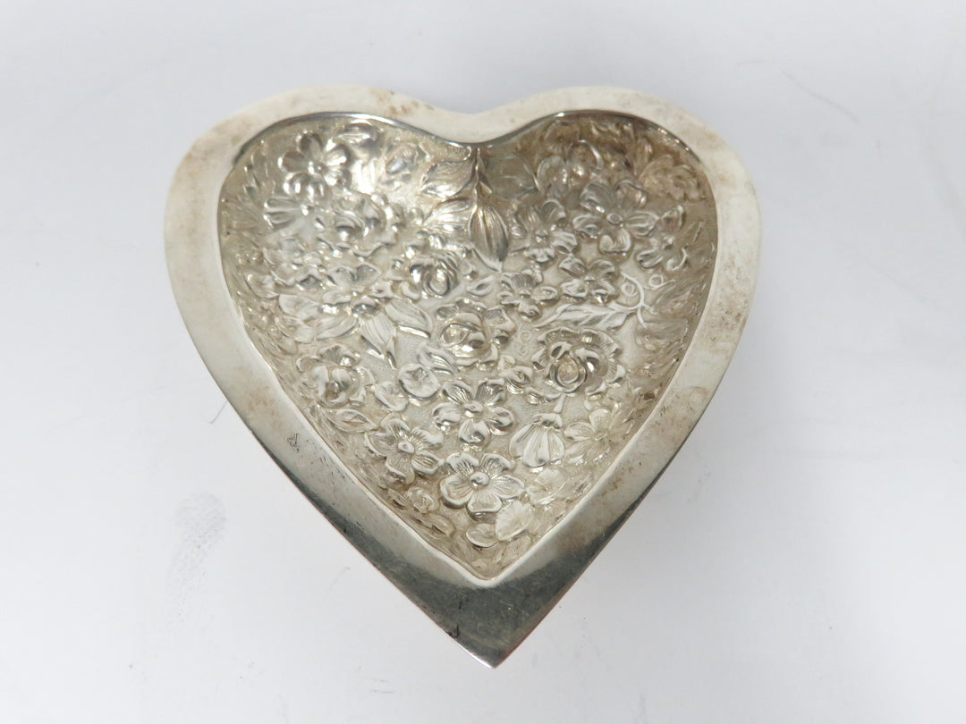 Stieff Heart Sterling Trinket Dish