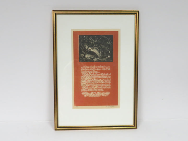 Print of Woodcut and Poem