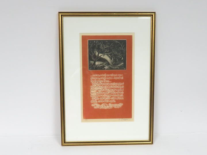 Print of Woodcut and Poem