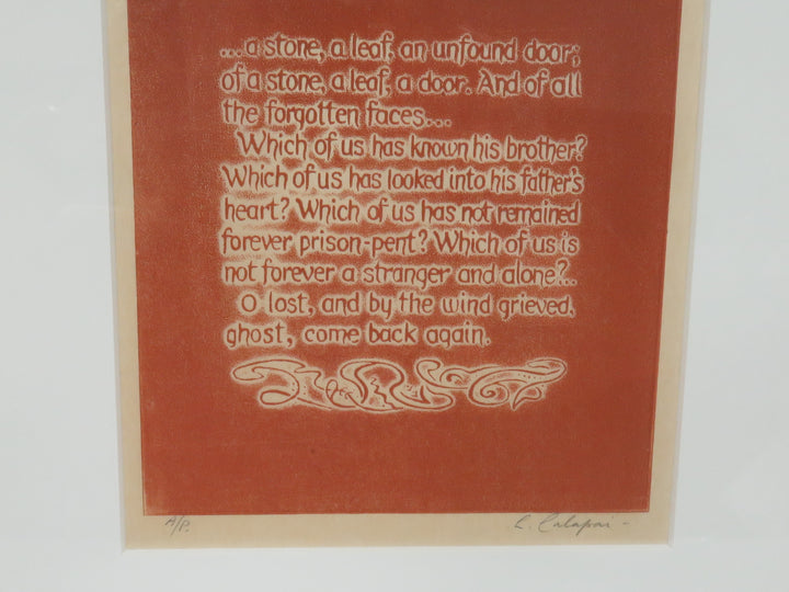 Print of Woodcut and Poem