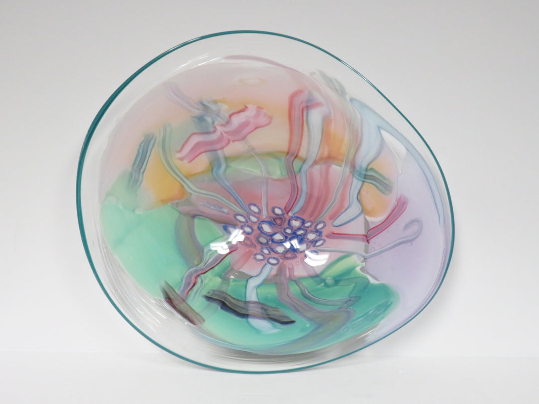 Freeform Art Glass Plate & Stand