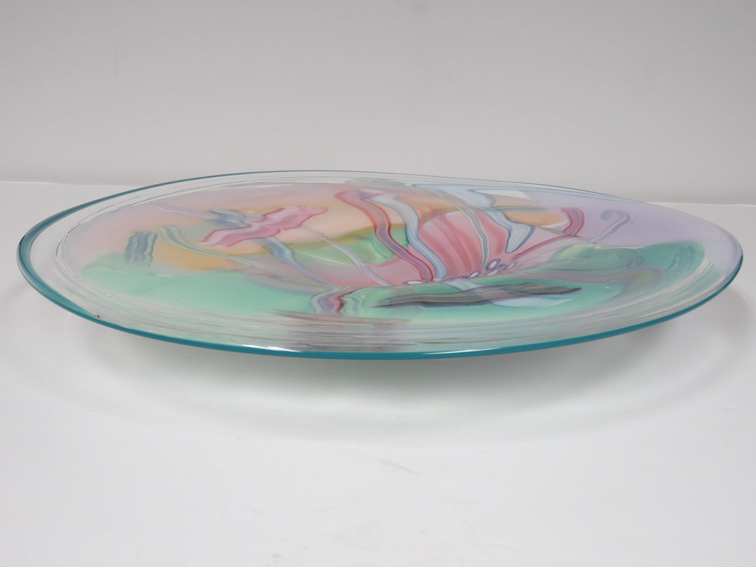 Freeform Art Glass Plate & Stand