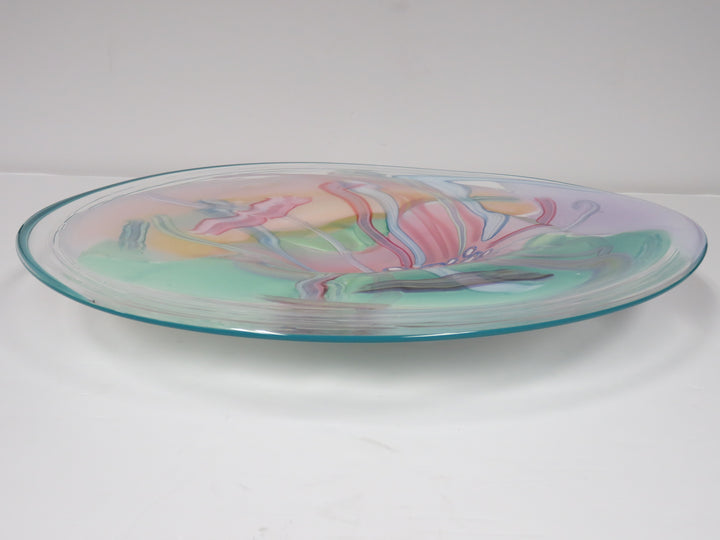 Freeform Art Glass Plate & Stand
