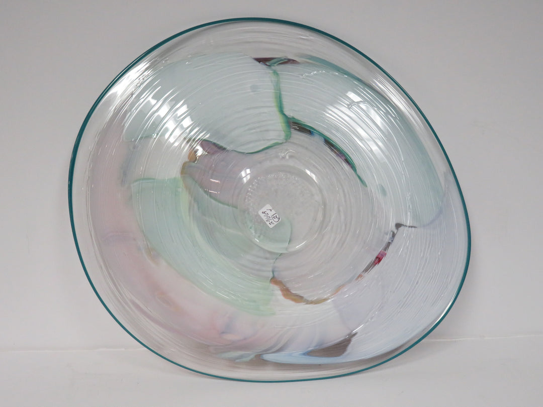 Freeform Art Glass Plate & Stand