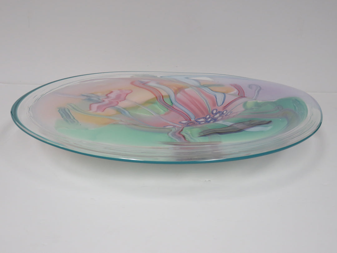 Freeform Art Glass Plate & Stand