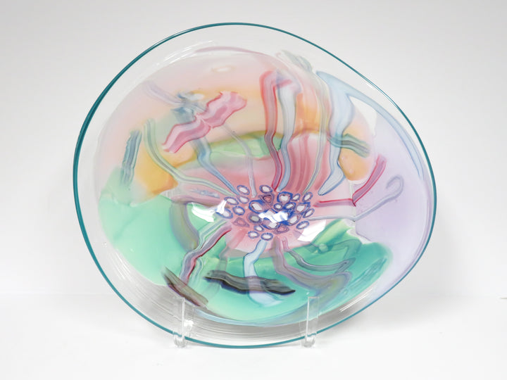 Freeform Art Glass Plate & Stand