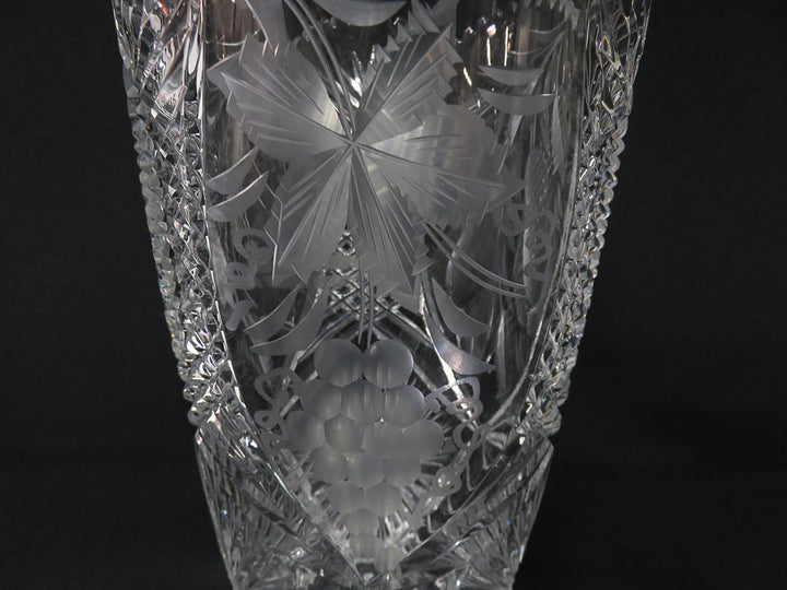 Etched Fruit Design Crystal Vase