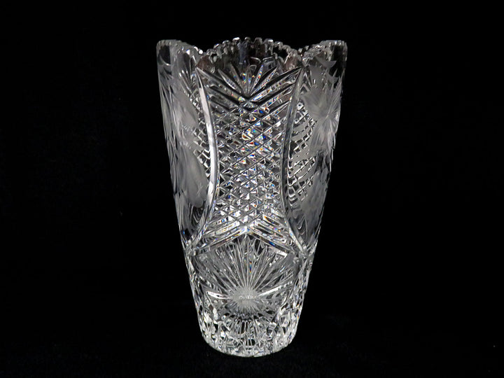 Etched Fruit Design Crystal Vase
