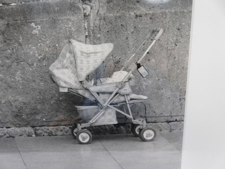 Man in Wheelchair and Child Stroller Photograph