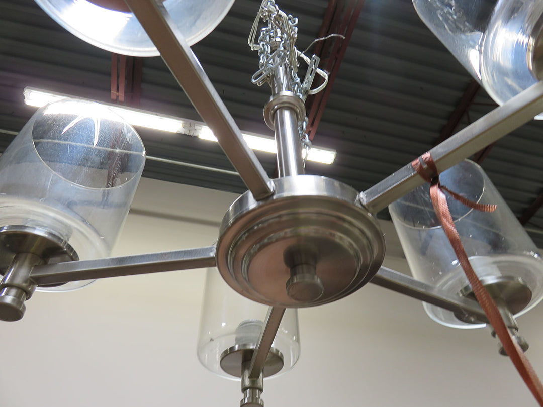 Brushed Nickel & Glass Chandelier