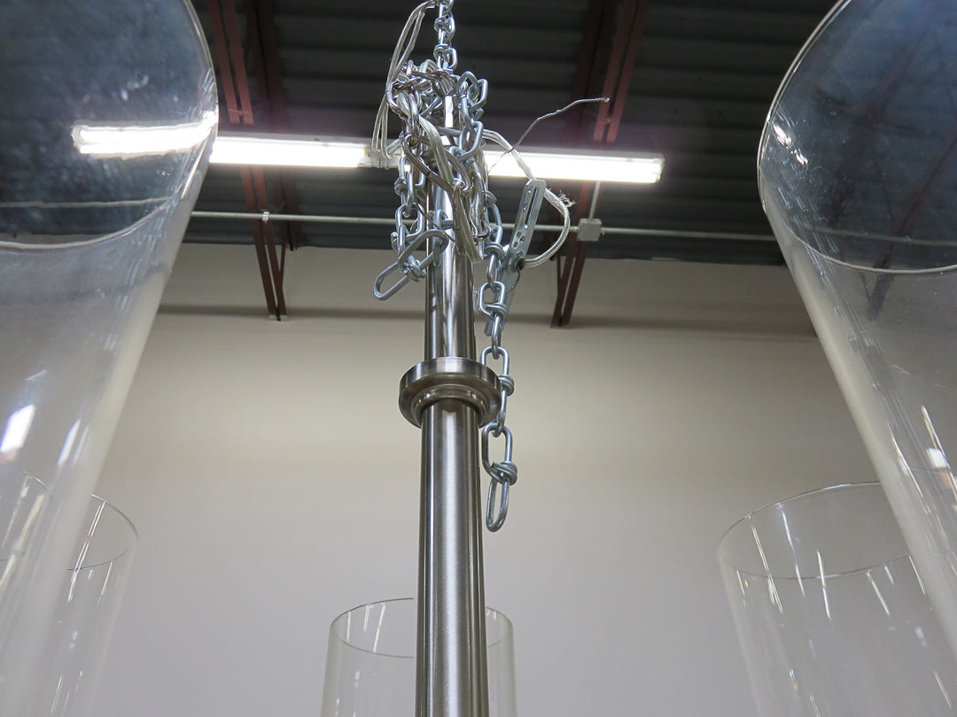 Brushed Nickel & Glass Chandelier