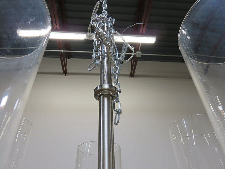 Brushed Nickel & Glass Chandelier
