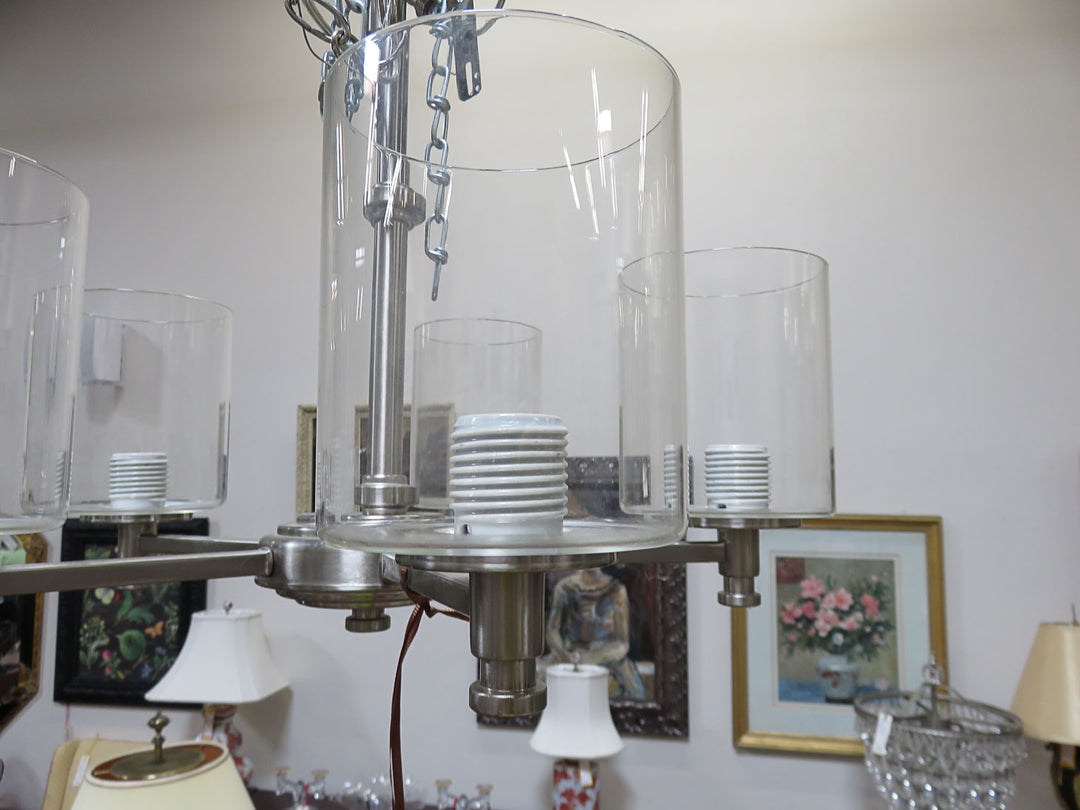 Brushed Nickel & Glass Chandelier