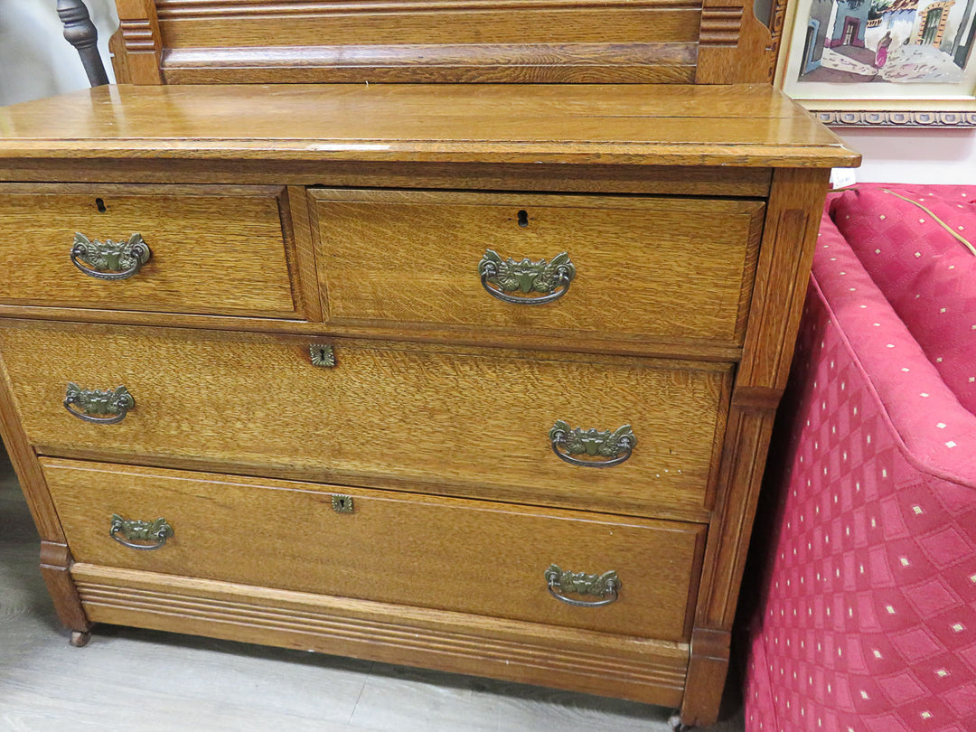 Antique Dresser with Carved Mirror