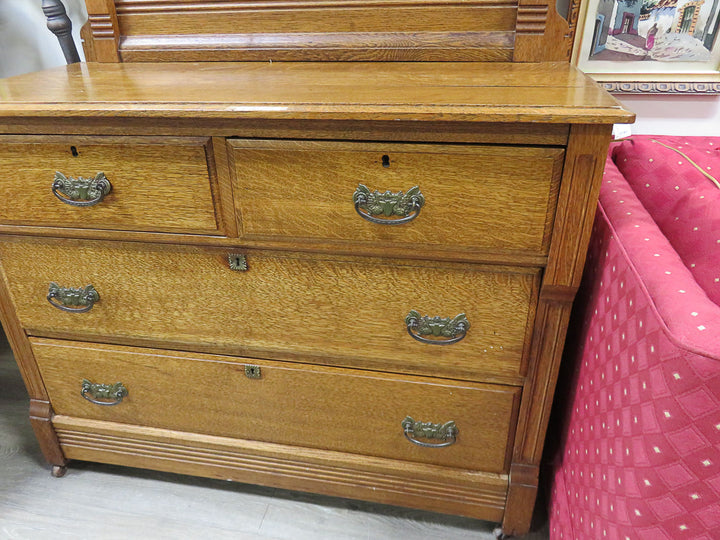 Antique Dresser with Carved Mirror